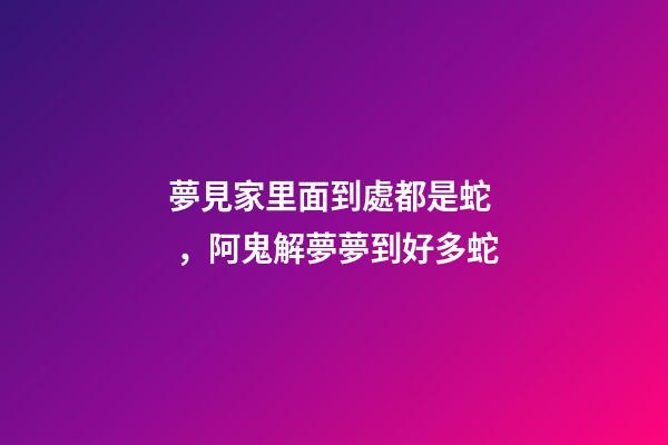 夢見家里面到處都是蛇，阿鬼解夢夢到好多蛇-第1張-觀點-玄機派